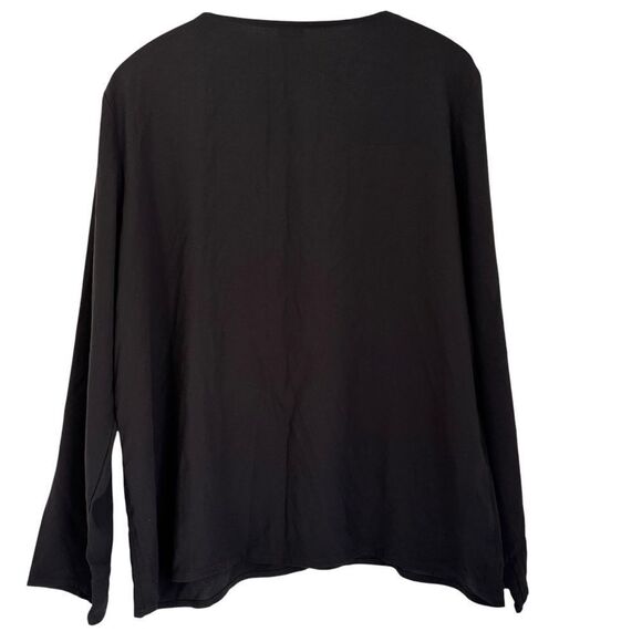 Eileen Fisher Black Button Up Long Sleeve Silk Shirt Size Large - Picture 2 of 4